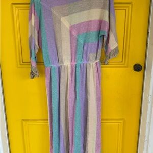 Multicolor Striped Fringe Dress